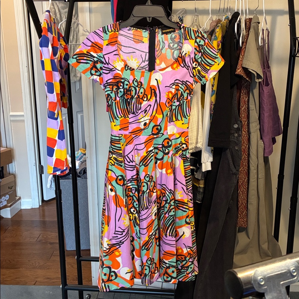 NOT FOR SALE Nooworks Multicolor Floral Wave Fit-and-Flare Dress